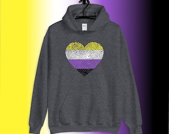 Non Binary Hoodie, Nonbinary Flag Sweatshirt, Nonbinary Hoodie, Enby Sweater, Non Binary Pride Pullover Hoodie, LGBTQIA Gender Queer Apparel