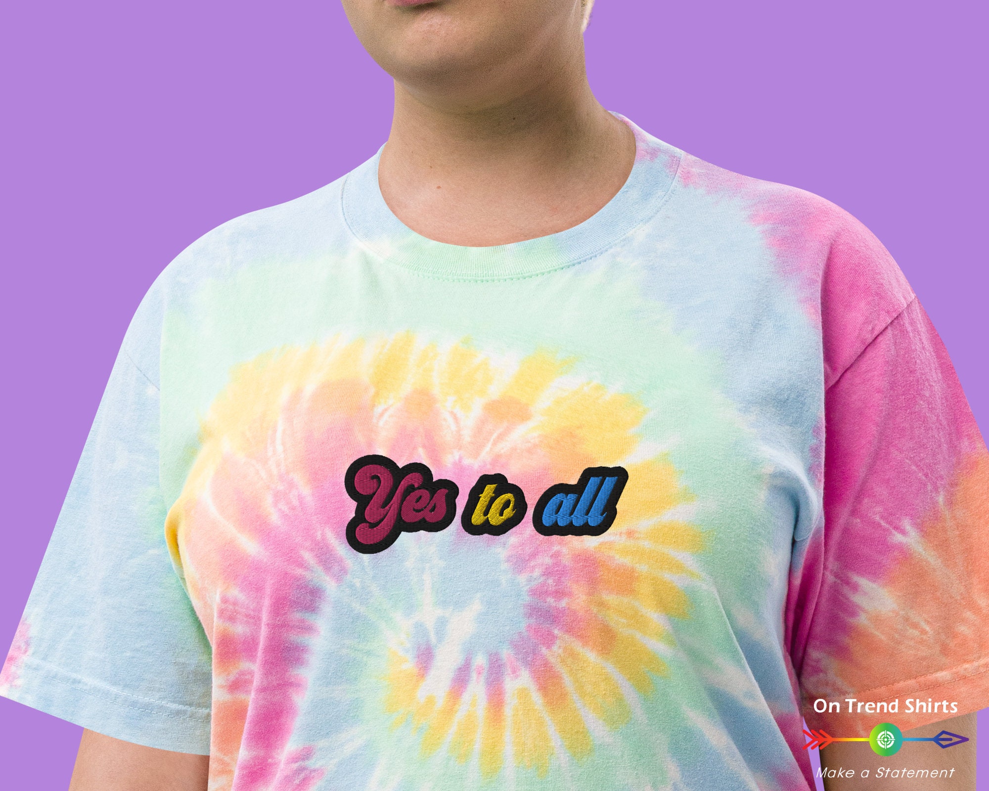 Tie Dye Panseksueel Shirt geborduurd 
