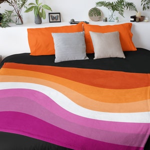 Community Lesbian Flag Blanket, Lesbian Pride Flag Throw Blanket, Lesbian Pride Home Decor, Lesbian Sunset Flag Throw for Bed, Couch, Porch