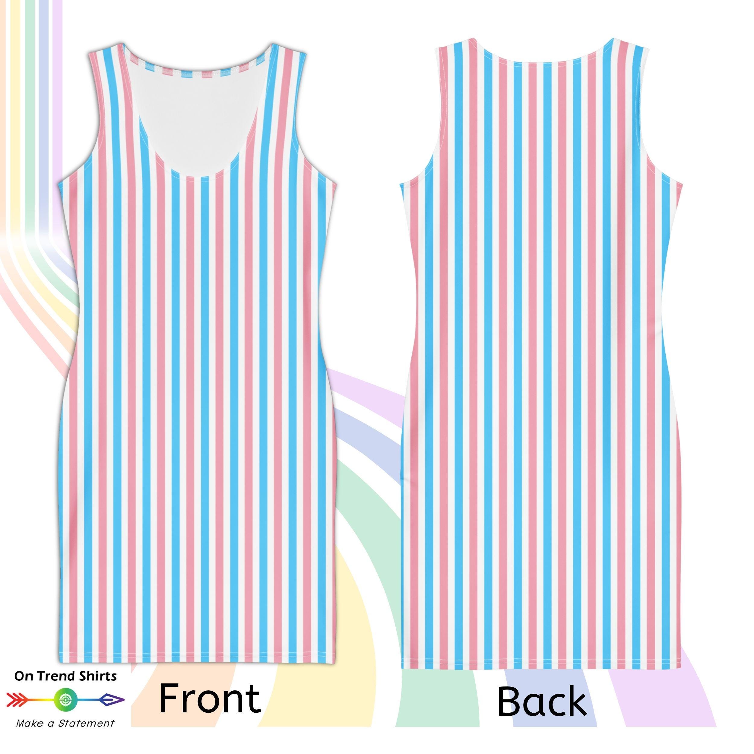 Trans Color Clothes Subtle Transgender Flag Stripe Dress, Fitted Trans Pride Dress ...