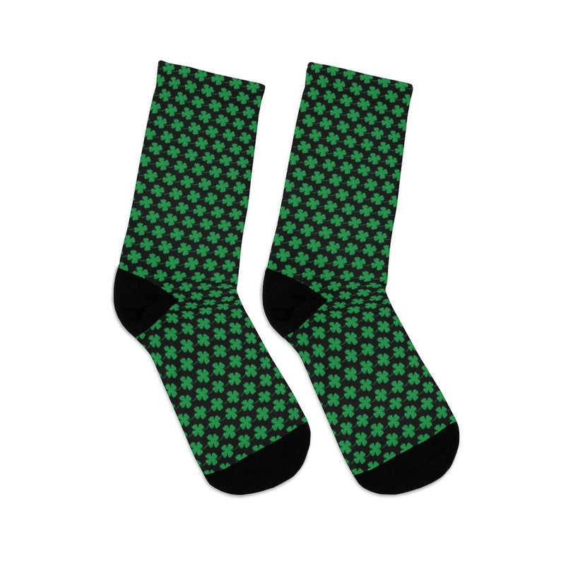 St Patricks Day Novelty Socks Shamrock Socks Lucky Irish Crew Socks Four Leaf Clover Running Socks St Paddys Day Run Irish Socks
