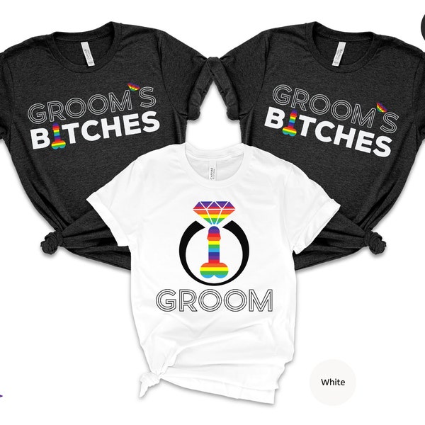 Gay Bachelor Party Shirts, Rainbow Groom Shirt & Groom's Bitches, Queer Wedding Shirts, Same Sex Wedding Shower, LGBT Bach Party Shirts