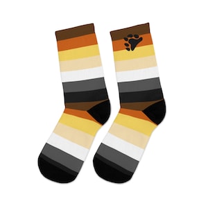 International Bear Brotherhood Flag Socks, One Size, Bear Flag Socks, Gay Bear Pride Socks, Bear Pride Flag Crew Socks, LGBT Gay Pride Merch