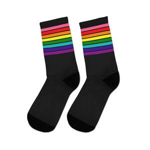 Black Historical 8 Stripe Rainbow Flag Socks, One Size Rainbow Socks, Gay Pride Socks, LGBT Pride Month Outfit Accessories, Queer Fashion