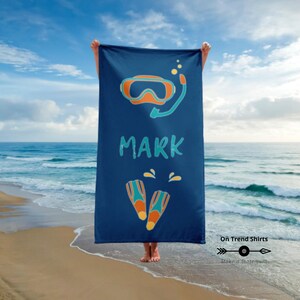 Custom Scuba Beach Towel, Personalized Scuba Diver Gifts, Diving Gift, Scuba Gifts, Customized Towel, Gift For Diver, Towel For Divers,