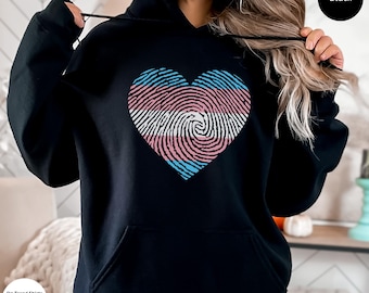 Transgender Hoodie, Trans Pride Sweater, Transgender Pride Hoodie, Trans Pride Heart Hooded Sweatshirt, Trans Ally, Transgender Flag Hoodie,