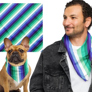 Square MLM Flag Bandana, MLM Pride Bandana Scarf, Male Gay Flag Festival Scarf, Gay Pride Head Scarf, LGBT Pride March Wear, Gay Dog Bandana