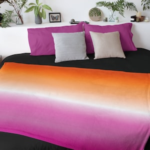 Ombré Lesbian Blanket, Lesbian Sunset Flag Blanket, Lesbian Pride Flag Aesthetic Room Decor, decorative Lesbian Throw Blanket, Lesbian Gift