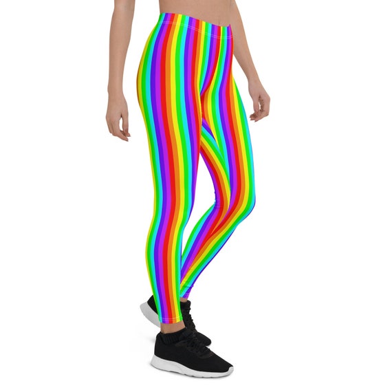 Neon Rainbow Leggings Rainbow Stripe 