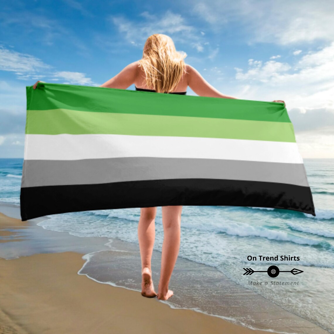 Aromantic Flag Beach Towel Aro Pride Aesthetic Beach Blanket Etsy