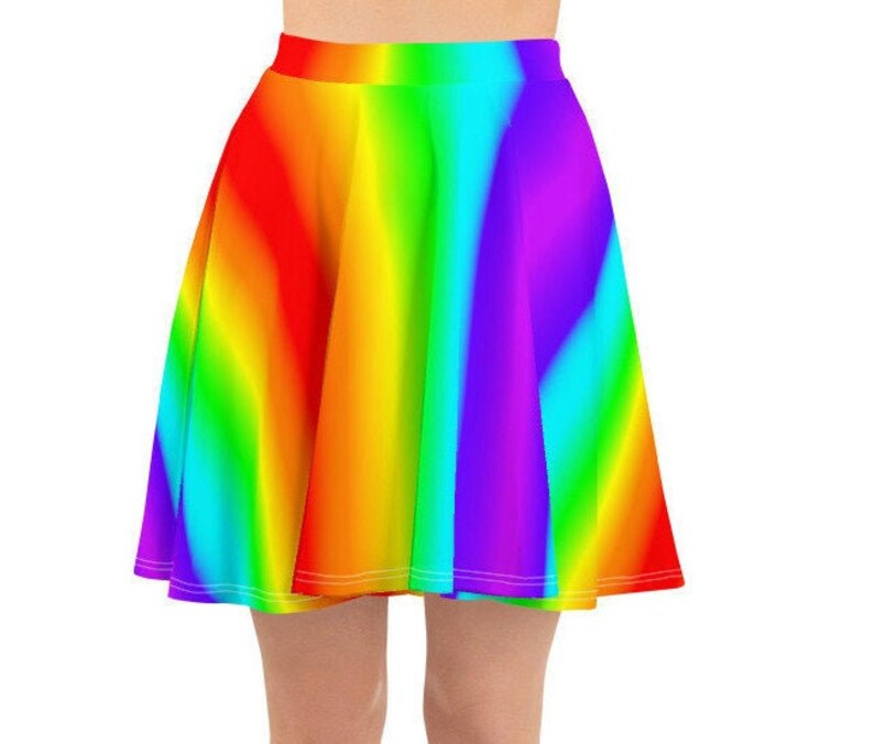 Neon Rainbow Skater Skirt Ombre Rainbow Skirt Gay Pride Etsy