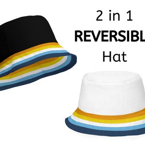 2 in 1 Reversible Aroace Pride Bucket Hat, Aroace Flag Hat, Aroace Pride Hat, Aromantic Asexual Pride Accessories, Aro Ace Pride Merch