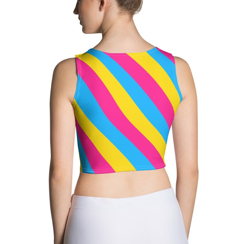 Pansexual Crop Top, Pan Flag Cropped Tank, Pan Pride Parade Outfit, LGBTQ+ Genderqueer, Queer Fashion, Festival Clothes, Fitness Gym Gear, bild 7