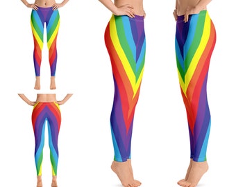 Rainbow Leggings | Pride Leggings | Pride Clothes | Striped Leggings | LGBTQ Leggings | Festival Fashion | Rainbow Tights | Yoga Gym Gear