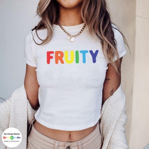 Fruity Baby Tee, Gay Pride Shirt, LGBT Shirt, funny Queer Shirt, Lesbian Pride Shirt, Rainbow Summer Top, LGBTQ+ Pride Month Clothing