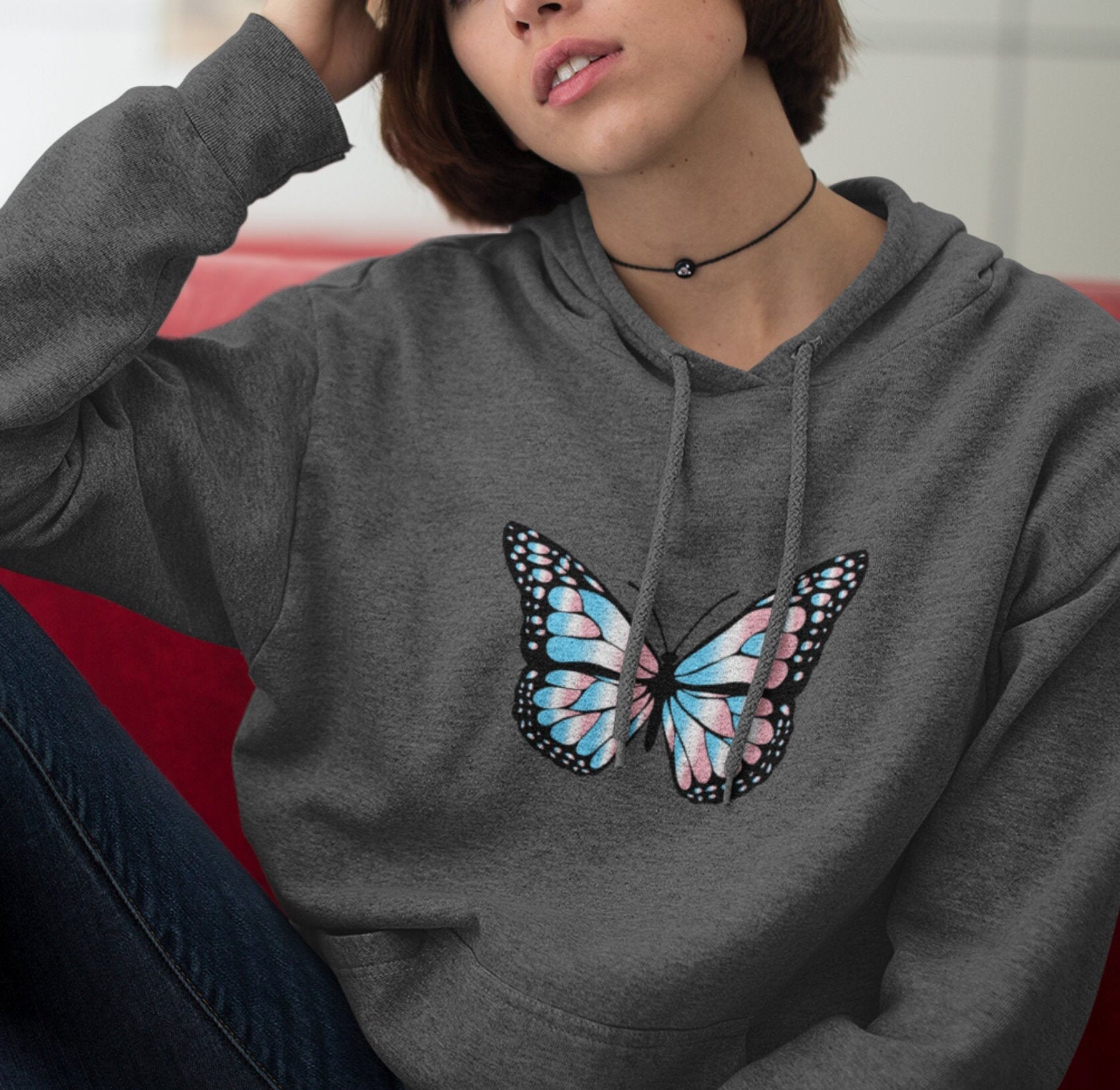 Butterfly grey hoodie hotsell
