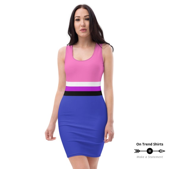 Genderfluid Pride Dress, Gender Fluid Flag Sleeveless Bodycon Dress, Gender Identity Party Dress, Gender Queer Mini Dress LGBTQ Summer Dress
