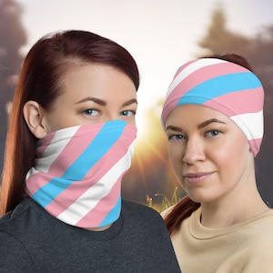 Trans Pride Neck Tube, Transgender Flag Festival Scarf, Trans Scarf, Transgender Pride Headband, Trans Pride Flag Neck Gaiter, MTF FTM