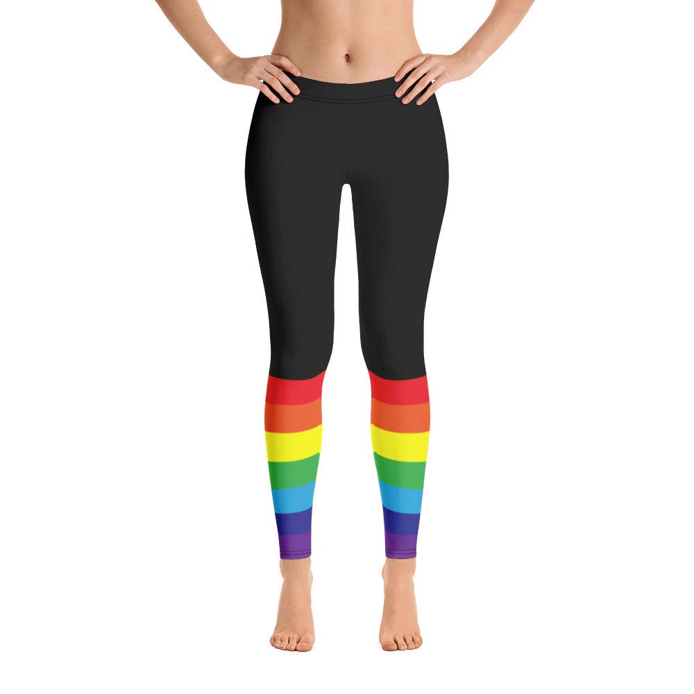 Rainbow Leggings Black Lower Leg Rainbow Flag Pride | Etsy