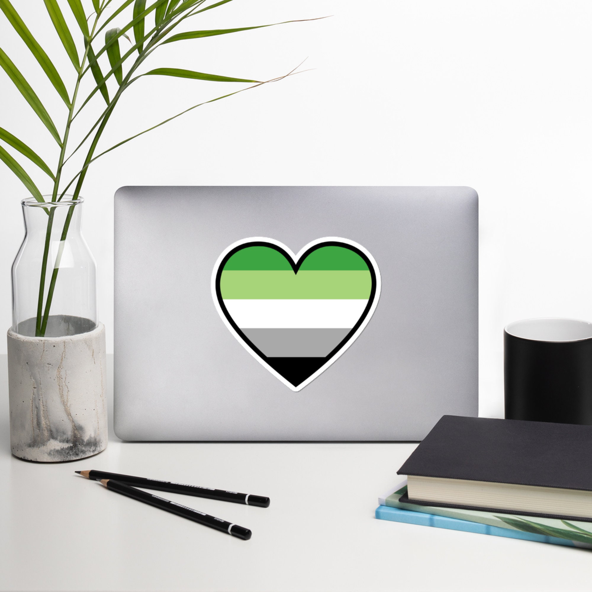 Aromantic Flag Heart Sticker, Aromantic Pride Sticker, Aro