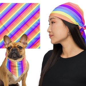 Square Xenogender Flag Bandana, Xenogender Pride Scarf, Xeno Pride Dog Bandana, Xenic Gender Identity Hair Scarf, Pride March Accessories