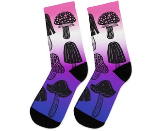 Calcetines de hongos Genderfluid, talla única, calcetines Genderfluid sutiles, calcetines fluidos Genderfluid discretos, colores degradados de la bandera del orgullo Genderfluid,