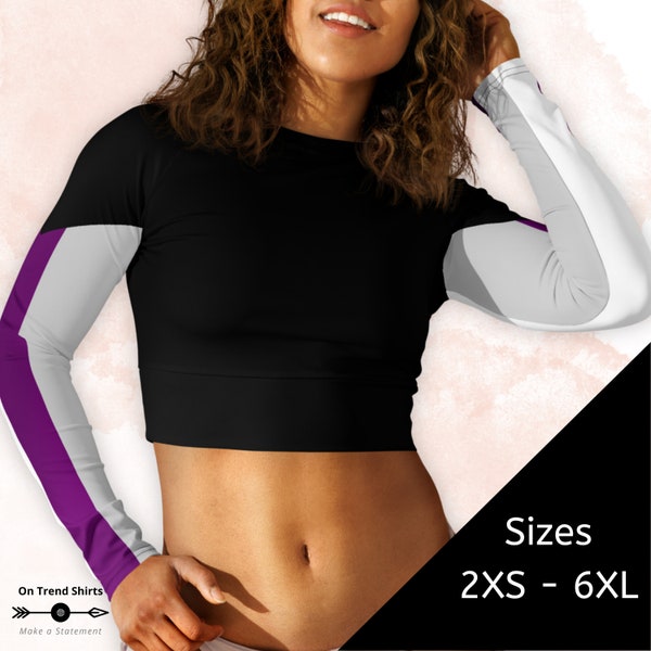 Demisexual Flag Long Sleeved Crop Top, Demi Pride Cropped Top, Demisexual Pride Shirt, Demi Flag Clothing, LGBTQIA Pride Month Parade Outfit