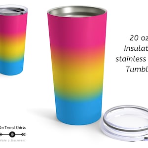 20 oz ombré Pansexual Flag Tumbler, insulated stainless steel Pansexual Coffee Tumbler, Pansexual Travel Mug, Pansexual Pride Tumbler Cup