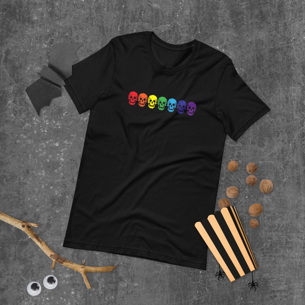 Discover Rainbow Skull Shirt, gothic LGBT Shirt, Gay Pride Halloween T Shirt, Rainbow Halloween Shirt, funny Gay Halloween Tee, Gay Halloween Gift