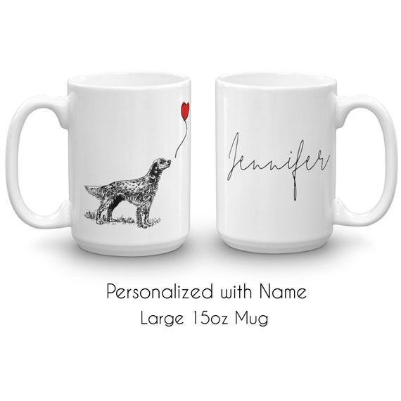 Personalized English Setter Mug, Personalised English Setter Gift, English Setter Mom Gift, Dog Lover Gift, Banksy Inspired Dog Art Gift,