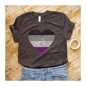 Asexual Fingerprint Heart Shirt, Asexual Shirt, Ace Pride Shirt, Asexual Pride Shirt, Ace Flag Shirt, Asexual Flag Aesthetic Clothing