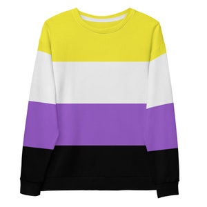 Nonbinary Sweatshirt, Nonbinary Flag Sweater, Non Binary Pride Wear, LGBTQ Non-Binary Clothing, Genderqueer Jumper, Enby Pride Outfit,