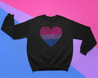 Bisexual Pride Sweatshirt, Bi Pride Sweatshirt, Bisexual Flag Sweater, Bisexual Heart Jumper, LGBT Clothing, Bisexual Pride Flag Clothes