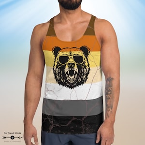 Grunge Gay Bear Pride Flag Tank Top, International Bear Brotherhood Gay Bear Flag LGBT Pride Month Outfit, Gay Bear Shirt, Bear Gay Shirt