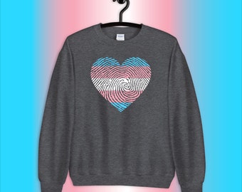 Transgender Pride Sweatshirt, Trans Pride Sweater, Transgender Flag Heart, Transgender Gift, Aesthetic Clothing, Trans Gender Identity Gift