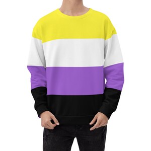 Nonbinary Sweatshirt, Nonbinary Flag Sweater, Non Binary Pride Wear, LGBTQ Non-Binary Clothing, Genderqueer Jumper, Enby Pride Outfit,