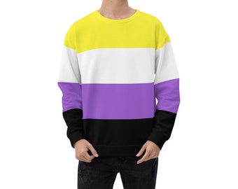 Nonbinary Sweatshirt, Nonbinary Flagge Pullover, Non Binary Pride Wear, LGBTQ Non-Binary Kleidung, Genderqueer Pullover, Enby Pride Outfit,