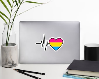 Pegatina de latido pansexual, pegatina del orgullo pansexual, pegatina queer, pegatinas para portátiles, pegatinas de vinilo, pegatina de corazón pansexual, pegatinas estéticas,
