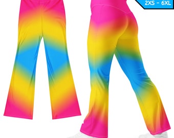 Leggings psychédéliques pansexuels, Leggings Pansexual Pride, Leggings évasés aux couleurs subtiles du drapeau pansexuel, Trippy Pan Pride Festival