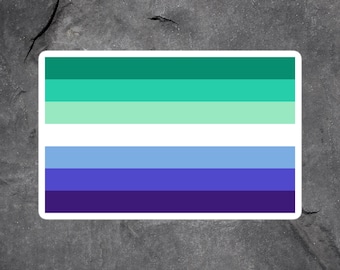 Male Gay Pride Flag Sticker, Blue Gay Flag Stickers, Male Pride Gay Aesthetic Stickers, Gay Male Pride Vinyl Stickers, MLM Pride Flag