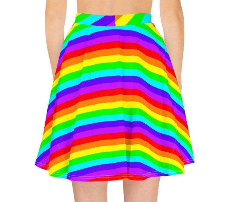 Cute Rainbow Skater Skirt Bright Neon Skirt Rainbow Flag Etsy