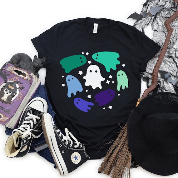 Subtle MLM Flag Ghost Shirt, Gay Halloween Shirt, MLM Pride Flag Colors, spooky Gay Shirt, discreet Gay Pride Fall Shirt, October Pride Wear