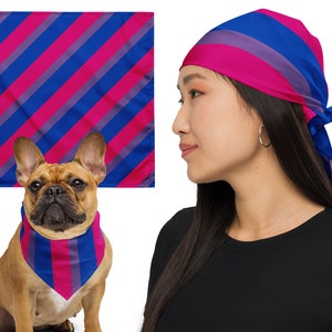 Square Bisexual Bandana, Bi Pride Scarf, Bisexual Pride Dog Bandana, Bisexual Flag Festival Head Scarf, Bi Flag LGBT Pride March Accessories