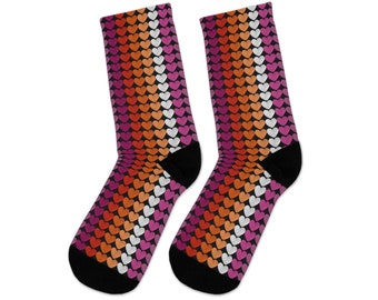 Lesbian Heart Socks, subtle Lesbian Socks, Lesbian Pride Socks, Lesbian Girlfriend Gift for Valentines, Lesbian Flag Colors, Lesbian Gifts