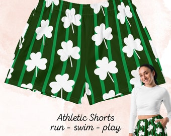 Athletic Shamrock Shorts, St Patricks Day Shorts, cute St Pattys Day Festival Shorts, Saint Patricks Day Run Shorts, Lucky Gym Shorts Women