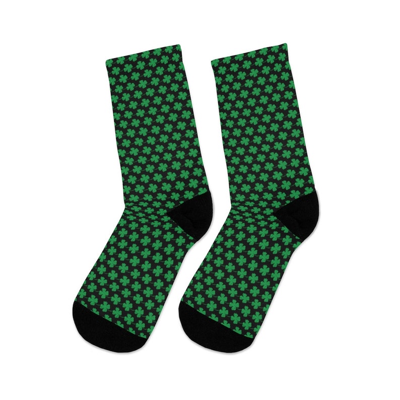 St Patricks Day Novelty Socks Shamrock Socks Lucky Irish Crew Socks Four Leaf Clover Running Socks St Paddys Day Run Irish Socks