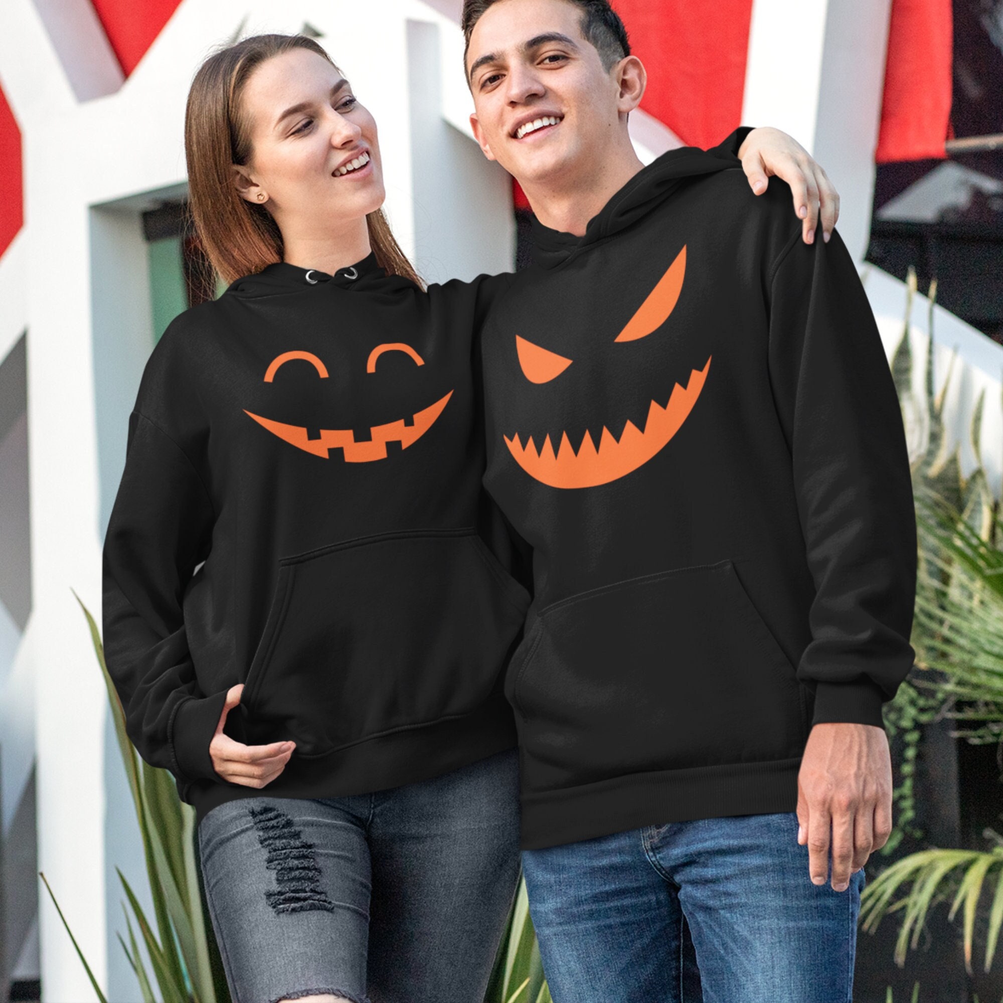 Matching Halloween Hoodies, Halloween Couple Jack O Lantern