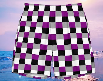 2xs - 6xl Asexual Swim Trunks, Asexual Flag Swim Shorts, Asexual Pride Flag Colors, Asexual Clothing, Ace Pride Swimwear, LGBTQIA Beachwear