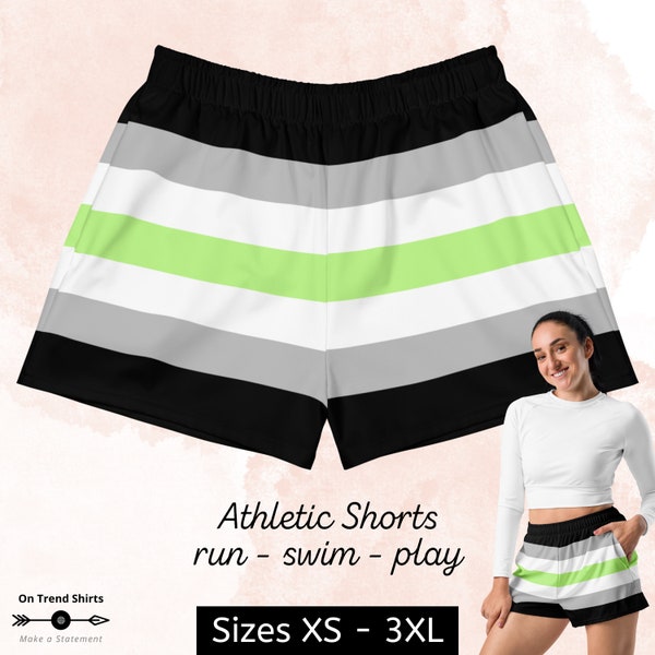 Athletic Agender Flag Shorts, Agender Pride Festival Shorts, Gender Affirming Sportswear, Proud Gender Identity Wear Run Swim Gym Workout