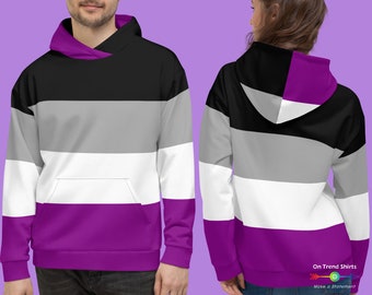 Aseksuele vlag hoodie, aseksuele Pride Wear, aseksuele kleding, aseksuele hoodie, aseksuele trui, LGBTQIA Awareness kleding, Ace Pride Outfit